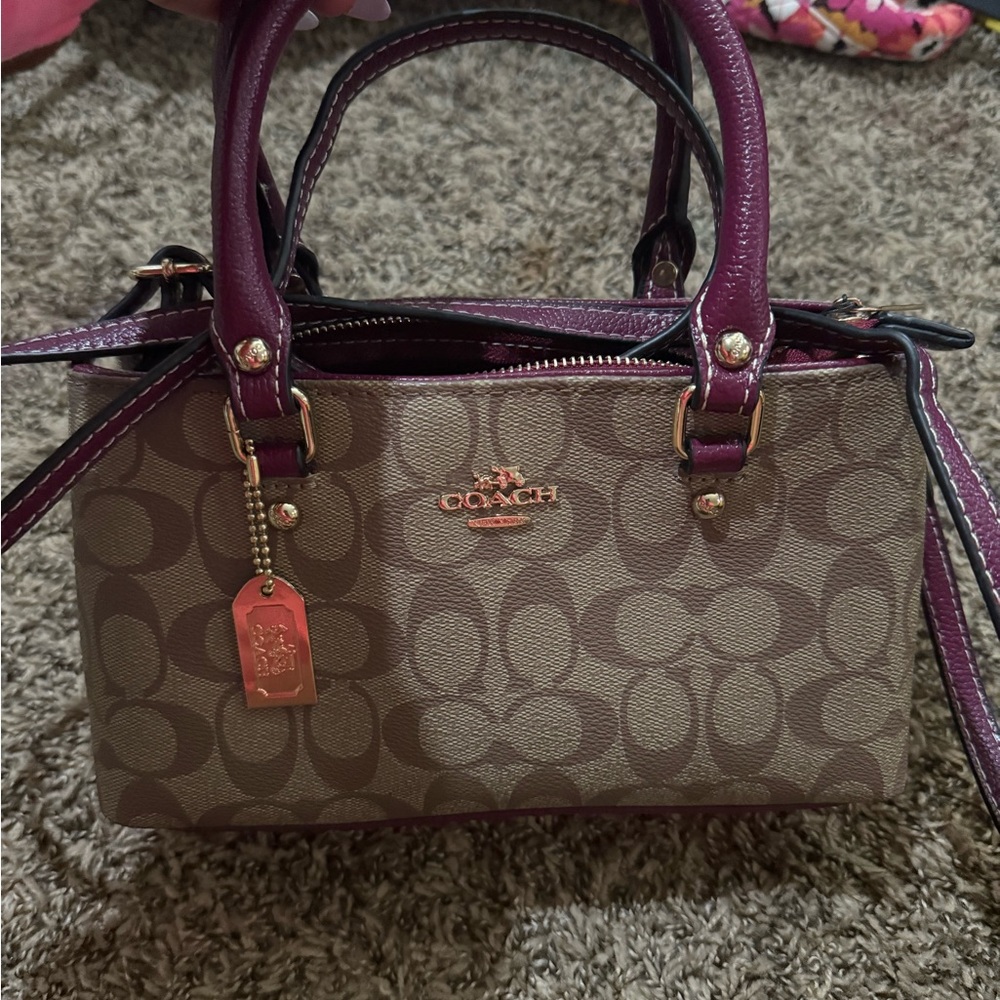 Coach Brown and Pink Signature Handbag